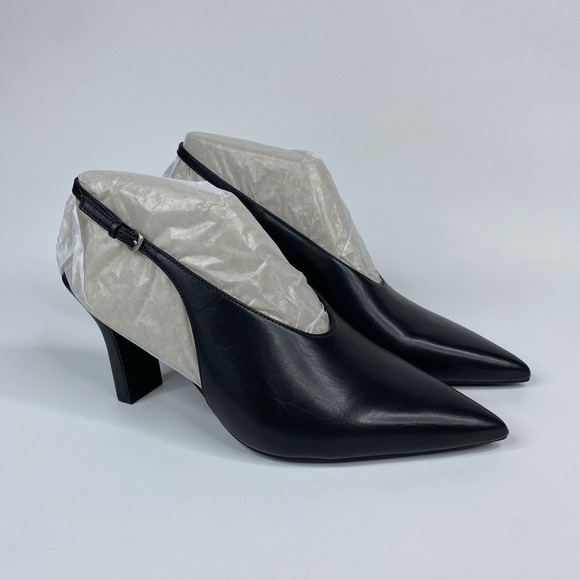 Vince Shoes - Vince Devi Black Leather Slingback Heels Pointed Toe Pumps Women's Size 9M